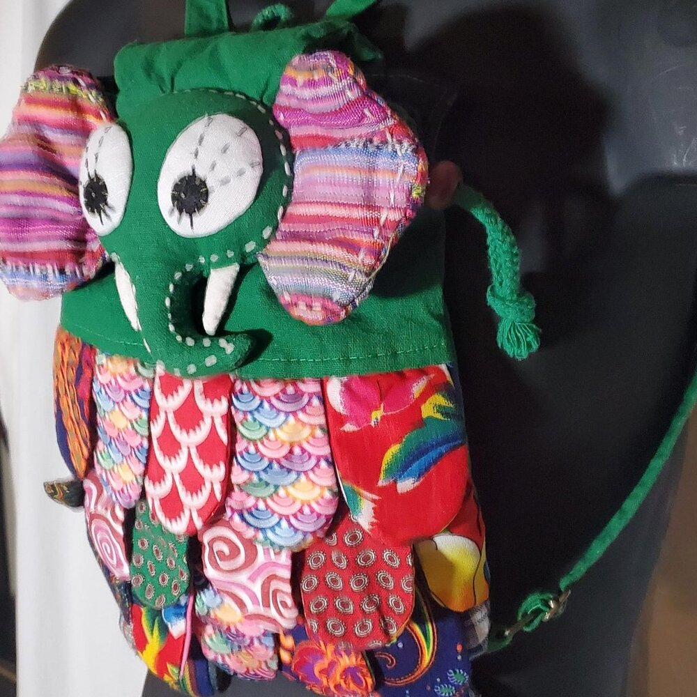 Elephant Patchwork/Quilted Small Backpack - No Ta… - image 7